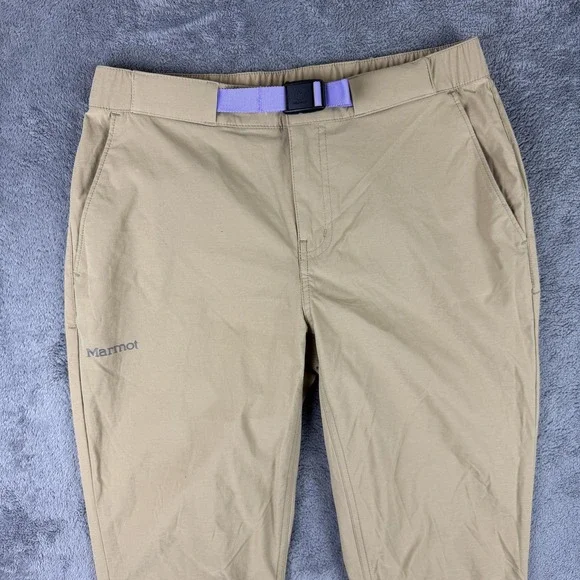 Marmot Kodachrome Pants Womens 6 Khaki Stretch Nylon Hiking Jogger Cuffs Belt - Picture 2 of 10